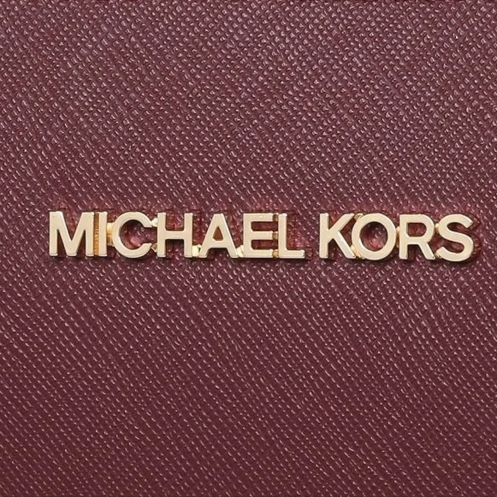 MICHAEL KORS Charlotte Large Leather Top-Zip Tote Dark Cherry NWT